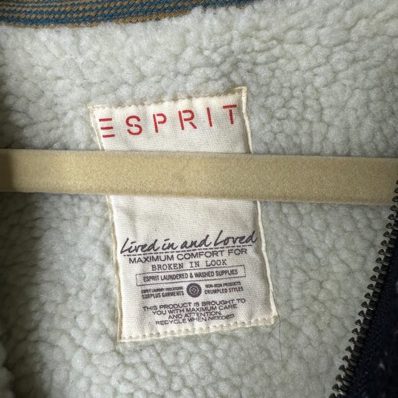 ESPRIT Blue Sherpa Lined Jacket Men's Small - Picture 4 of 7